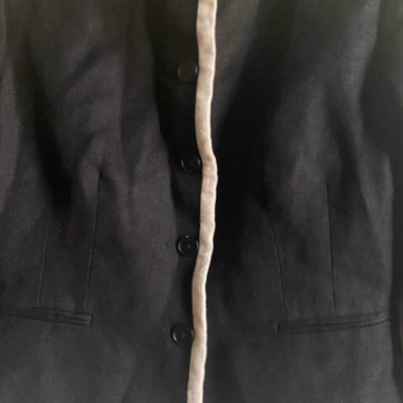 Lauren Ralph Lauren Linen Preppy Academia Black and White Trim Blazer Jacket 8P - Picture 9 of 14